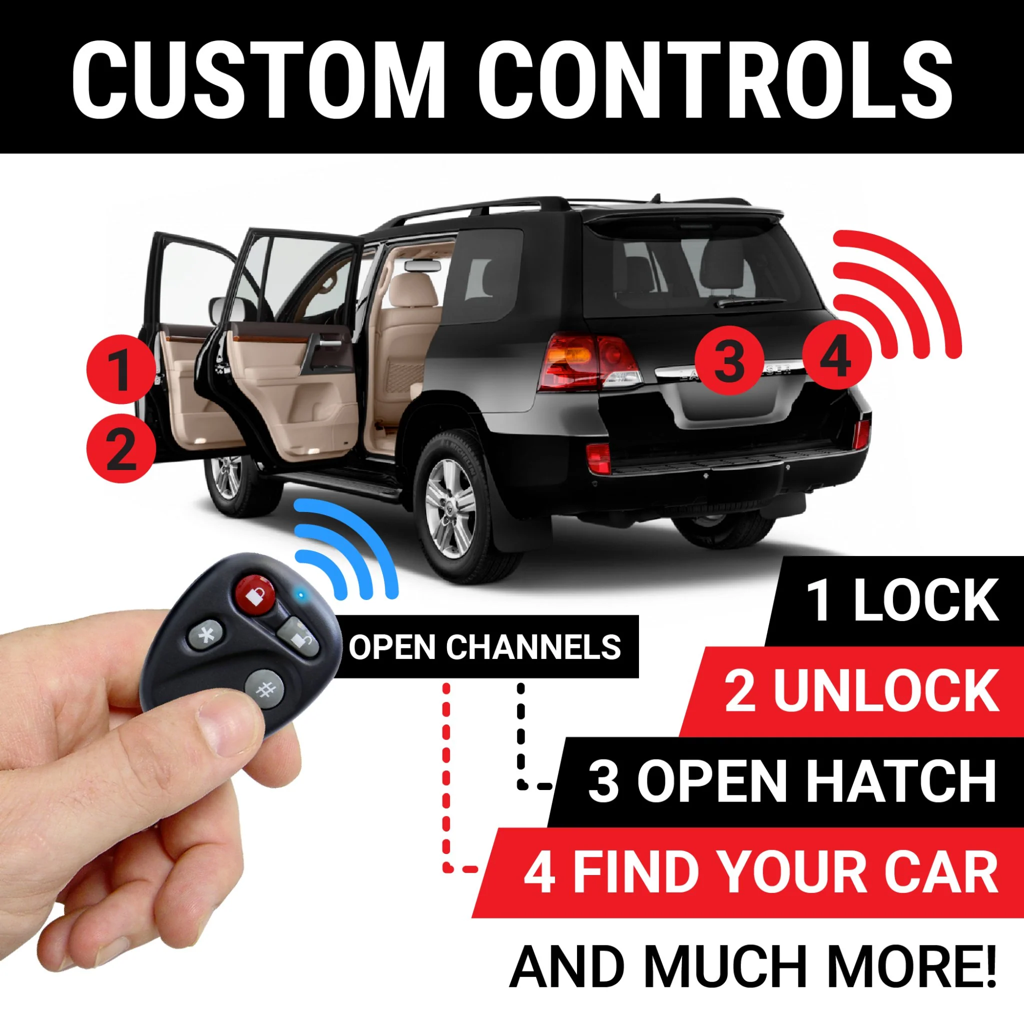 4 Button 8 Channel Remote with Key Chain for AUTKL800BT Keyless Entry System - Image 5