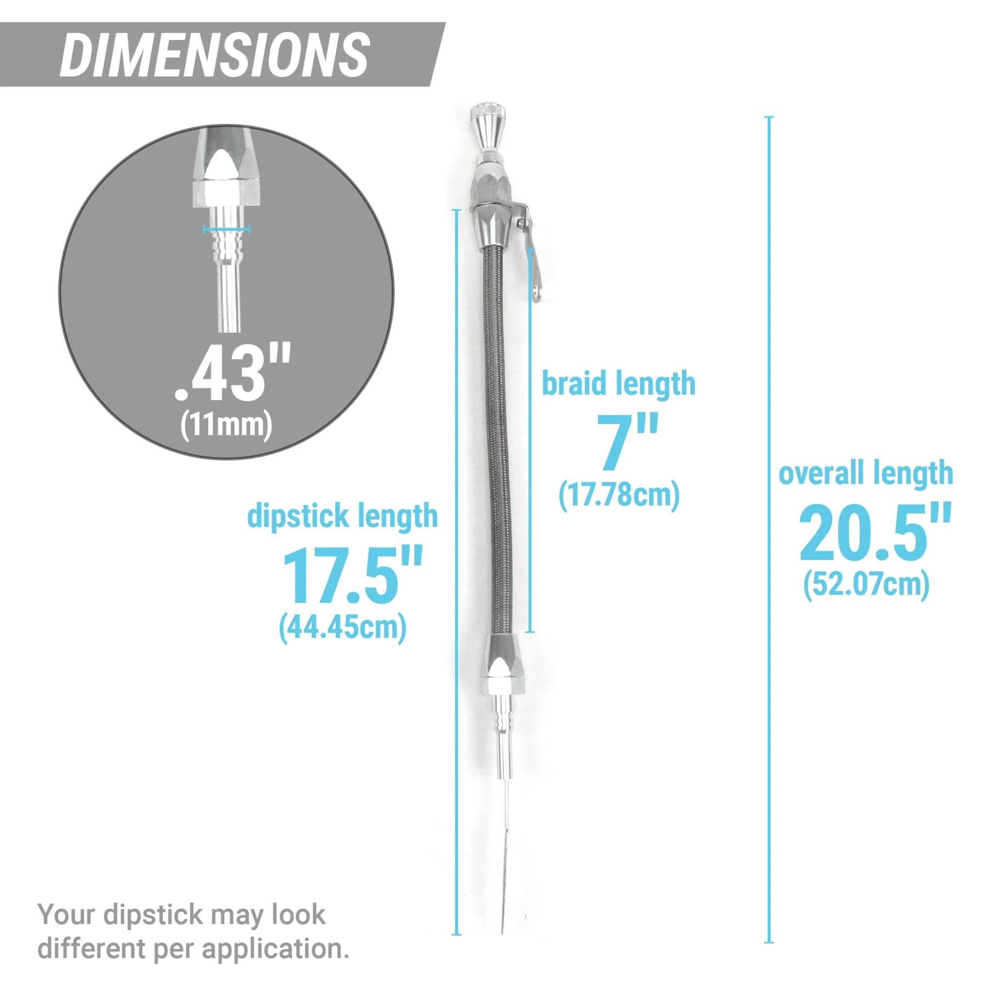 Billet Engine Oil Dipstick Ford 302 - Housing, Measuring Stick & Twist Lock Knob - Image 3