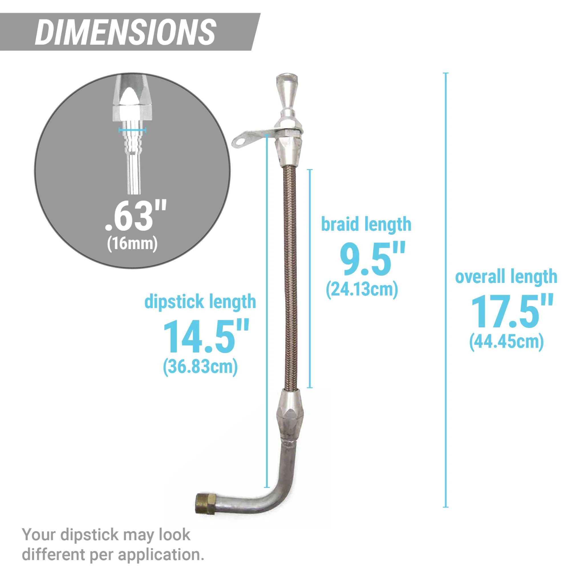 Billet Transmission Dipstick Dual Mount fits Ford C4 Pan Mount Stainless Braided - Image 3