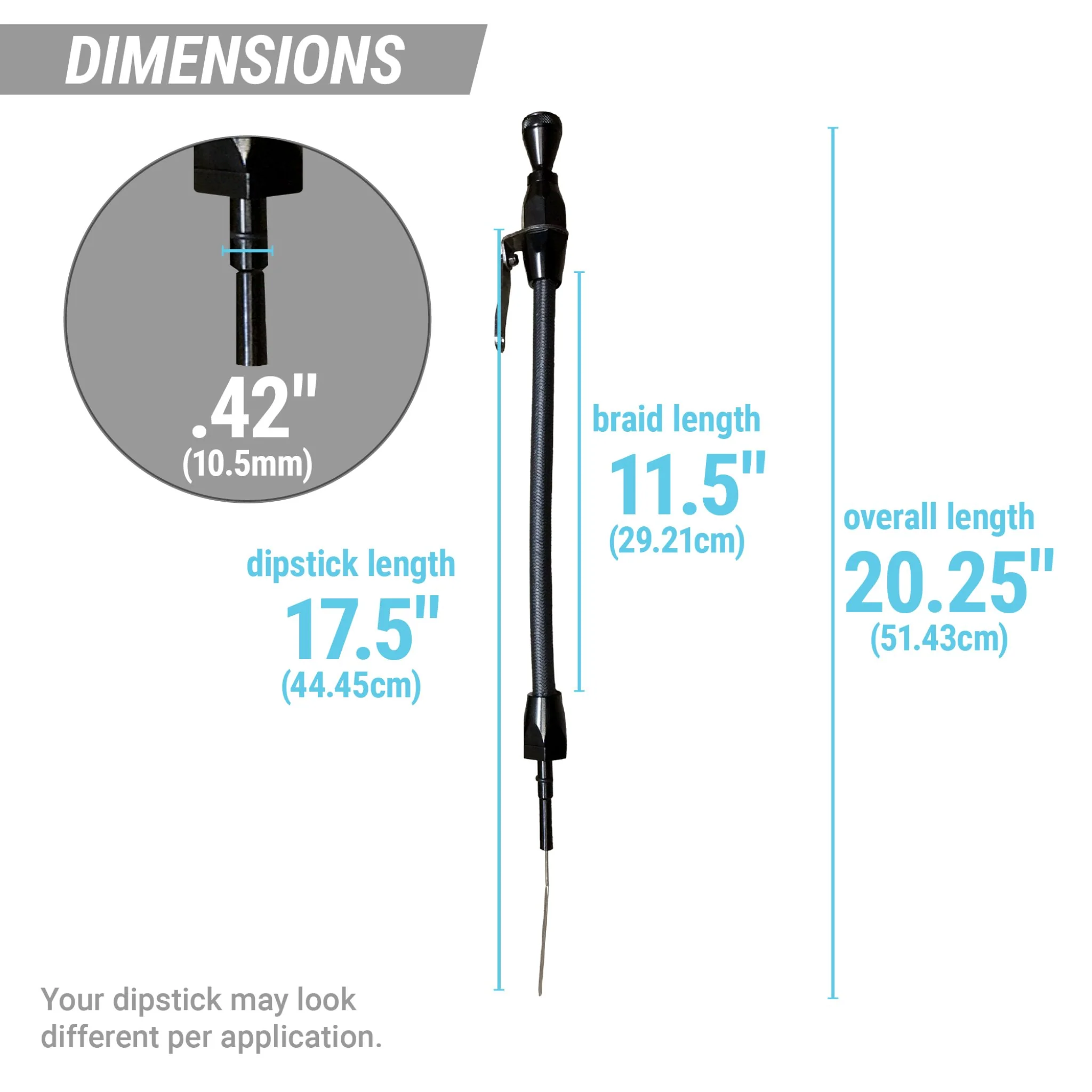 Black Engine Oil Dipstick Ford Big Block 385 460 572 Stainless Steel Hot Rod - Image 4